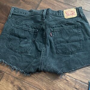 Levi's Black Frayed Hem Denim Shorts